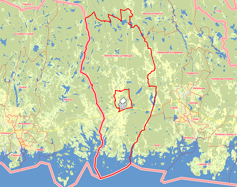 Karta över Bräkne-Hoby Landsbygd