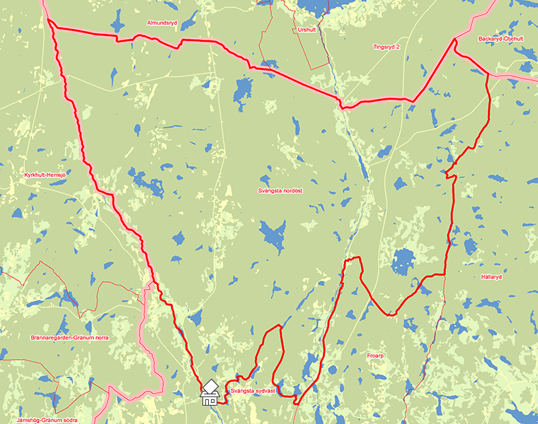 Karta över Svängsta nordöst