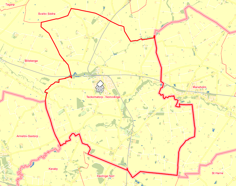 Karta över Teckomatorp - Norrvidinge