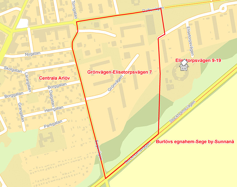 Karta över Grönvägen-Elisetorpsvägen 7