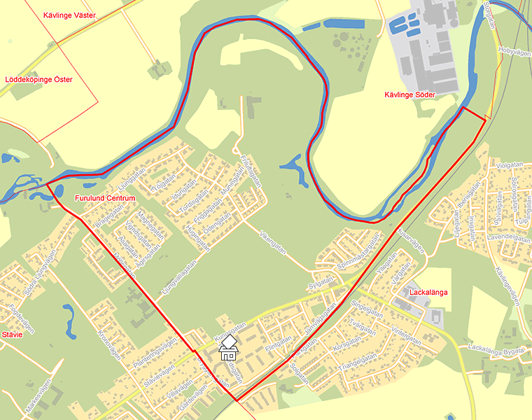 Karta över Furulund Centrum