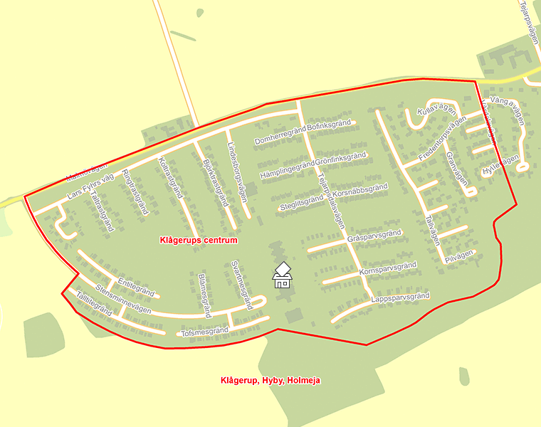 Karta över Klågerups centrum