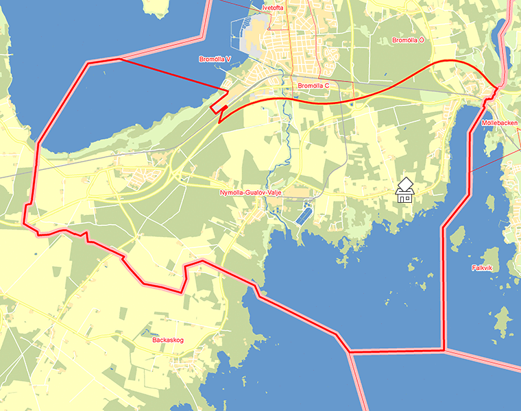 Karta över Nymölla-Gualöv-Valje