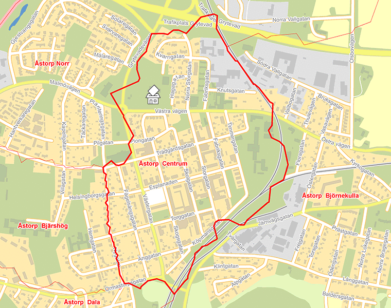 Karta över Åstorp  Centrum