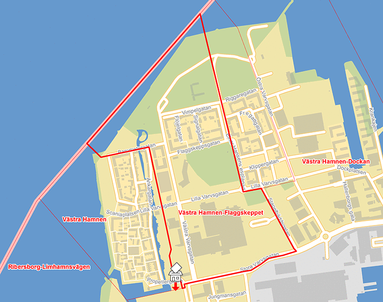 Karta över Västra Hamnen-Flaggskeppet