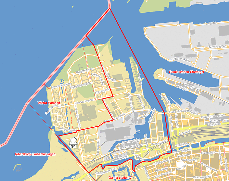 Karta över Västra Hamnen-Dockan
