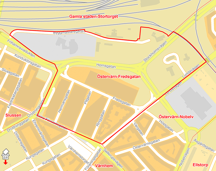 Karta över Östervärn-Fredsgatan