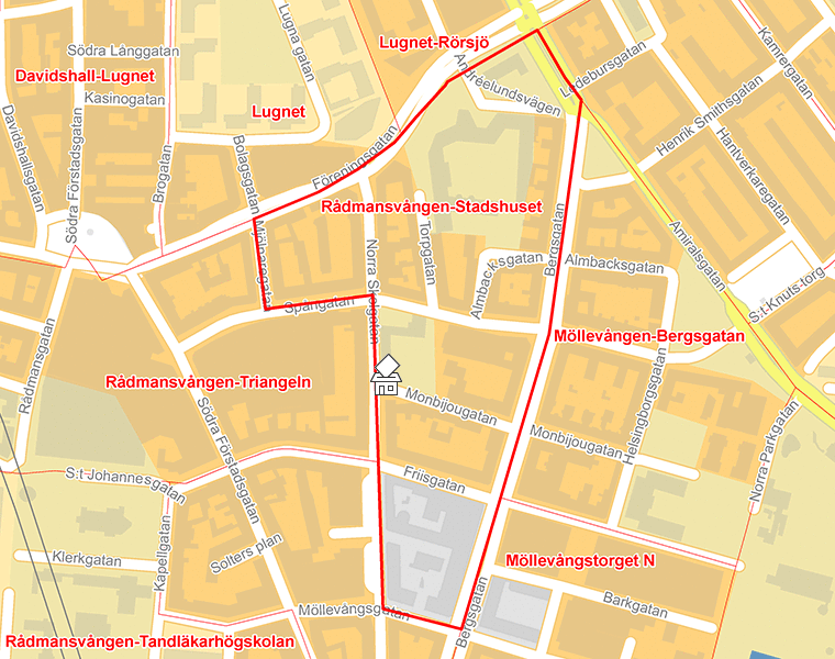 Karta över Rådmansvången-Stadshuset