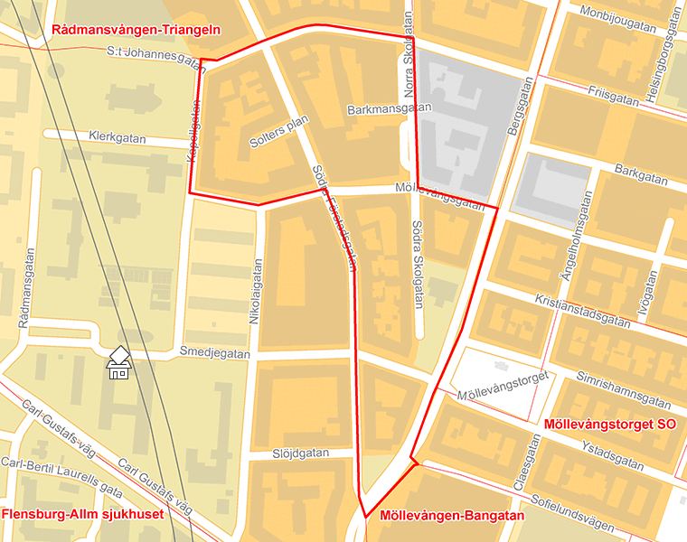 Karta över Rådmansvången-S Förstadsgatan