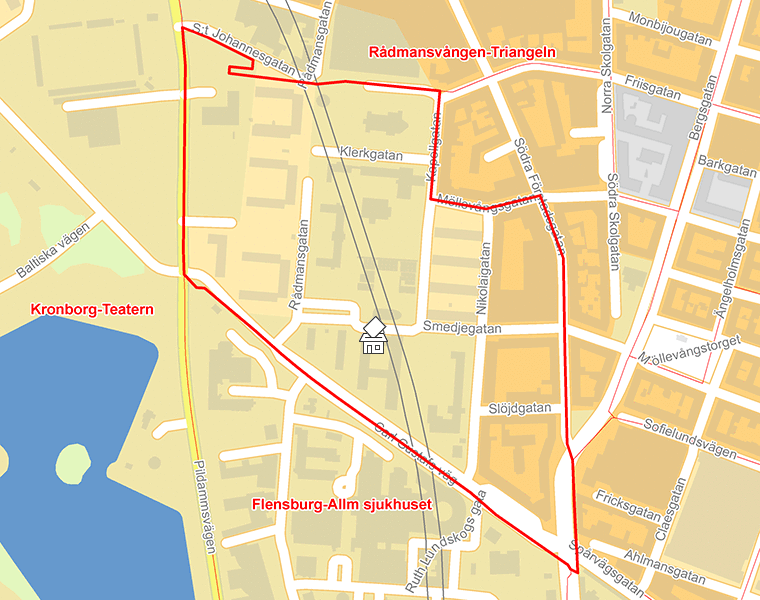 Karta över Rådmansvången-Tandläkarhögskolan