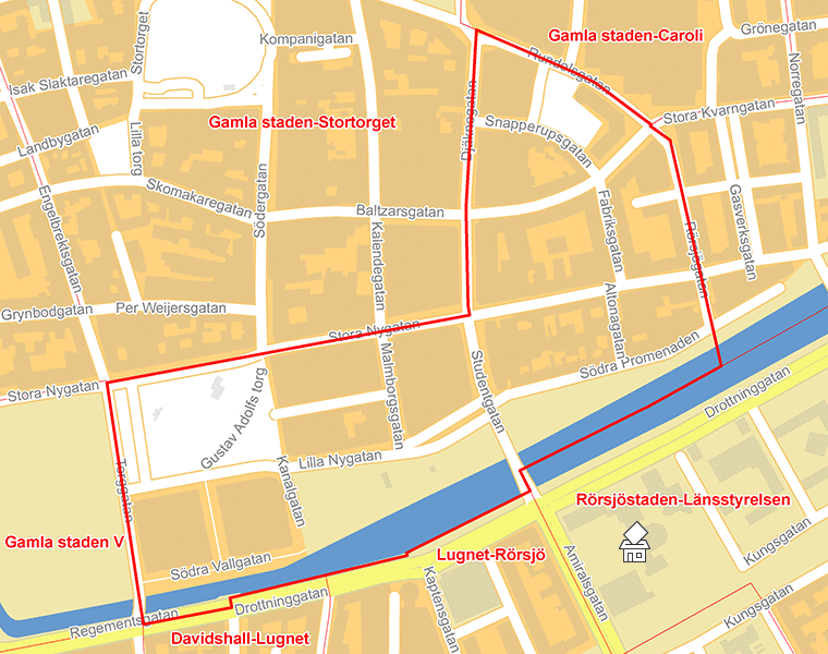 Karta över Gamla staden-S Promenaden