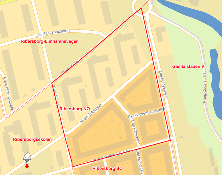 Karta över Ribersborg NO