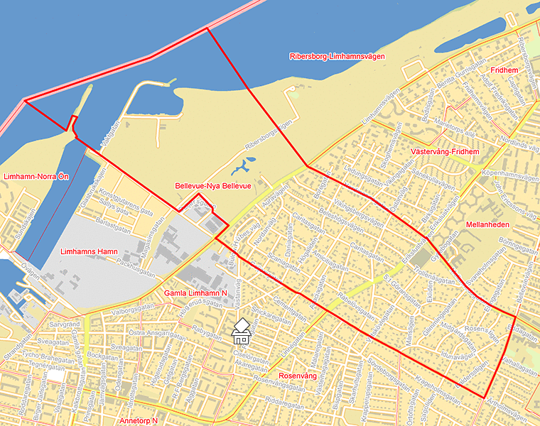 Karta över Bellevue-Nya Bellevue