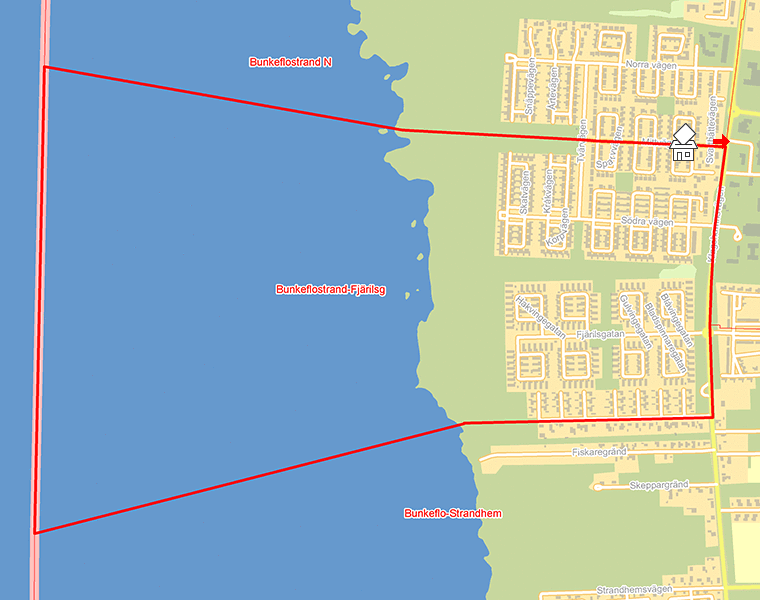 Karta över Bunkeflostrand-Fjärilsg
