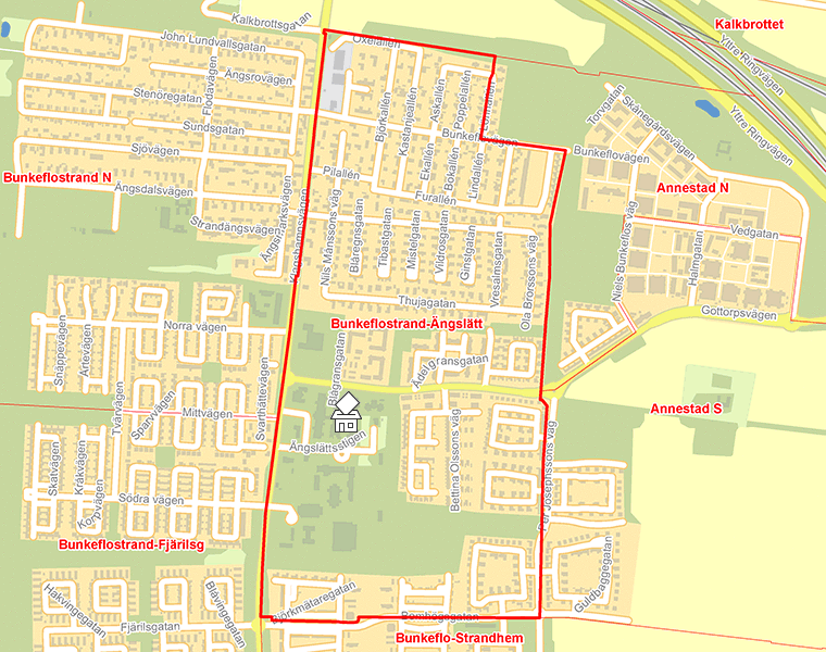 Karta över Bunkeflostrand-Ängslätt