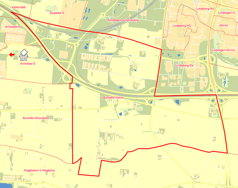 Karta över Bunkeflo-Vintrie