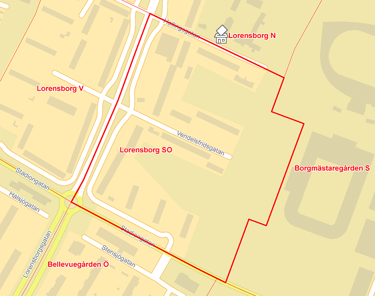 Karta över Lorensborg SO