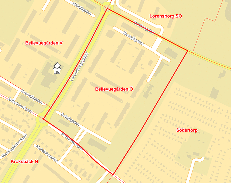 Karta över Bellevuegården Ö