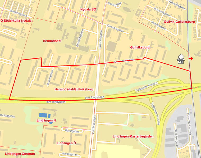 Karta över Hermodsdal-Gullviksborg