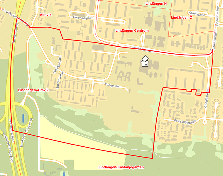 Karta över Lindängen-Almvik