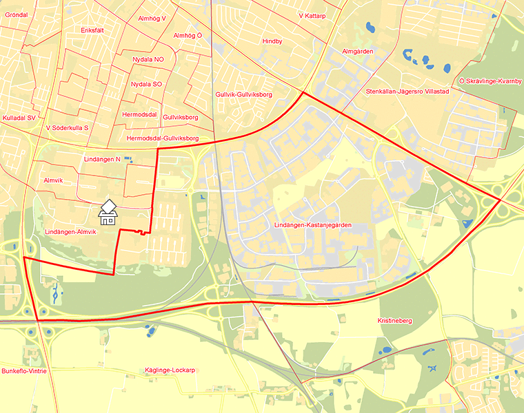 Karta över Lindängen-Kastanjegården