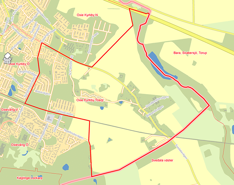 Karta över Oxie Kyrkby-Toarp