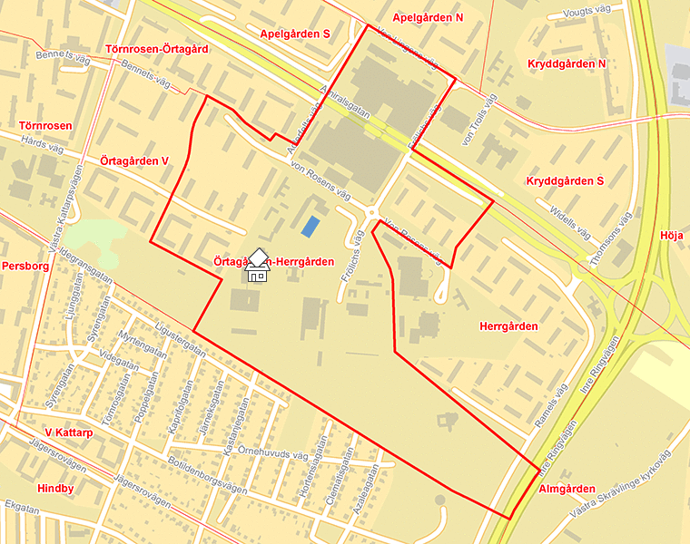 Karta över Örtagården-Herrgården