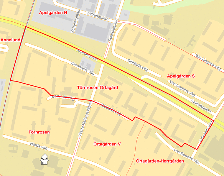 Karta över Törnrosen-Örtagård