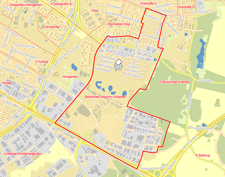 Karta över Stenkällan-Jägersro Villastad