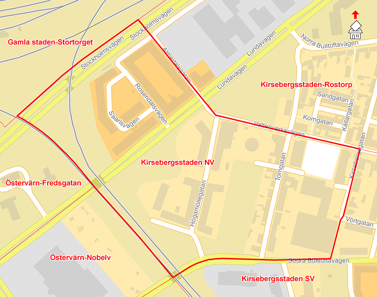 Karta över Kirsebergsstaden NV
