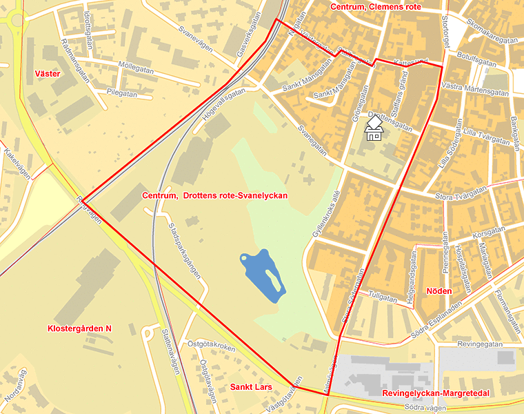 Karta över Centrum,  Drottens rote-Svanelyckan