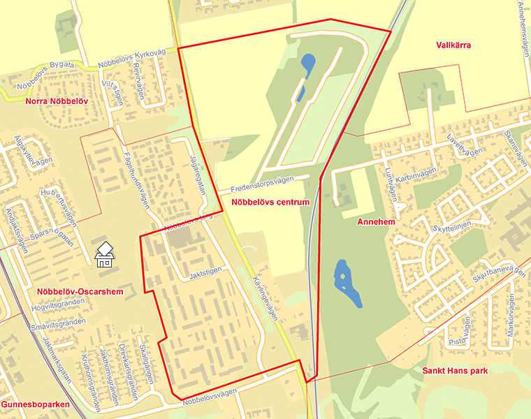 Karta över Nöbbelövs centrum