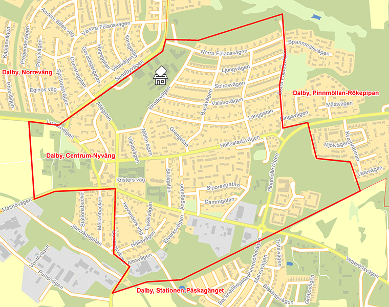 Karta över Dalby, Centrum-Nyvång