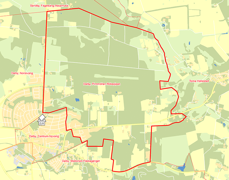 Karta över Dalby, Pinnmöllan-Rökepipan