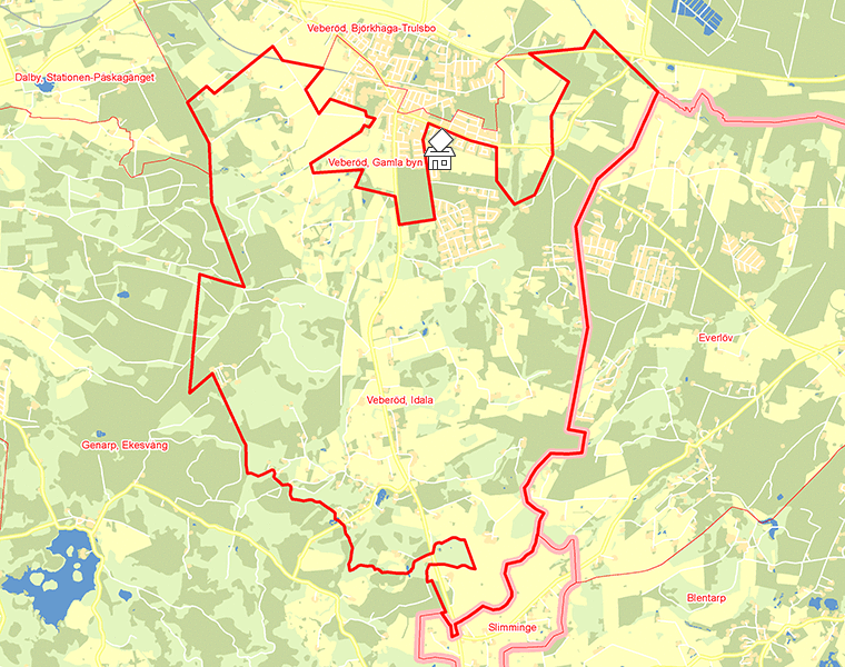 Karta över Veberöd, Idala