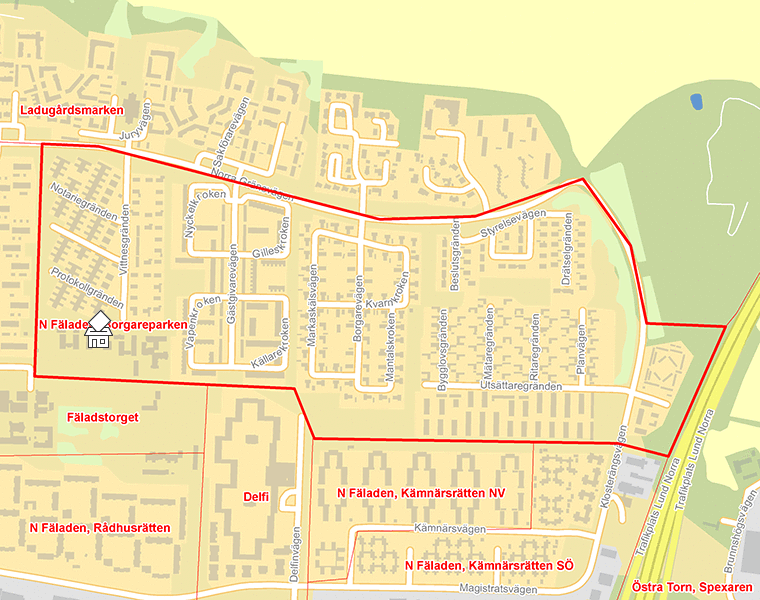 Karta över N Fäladen, Borgareparken