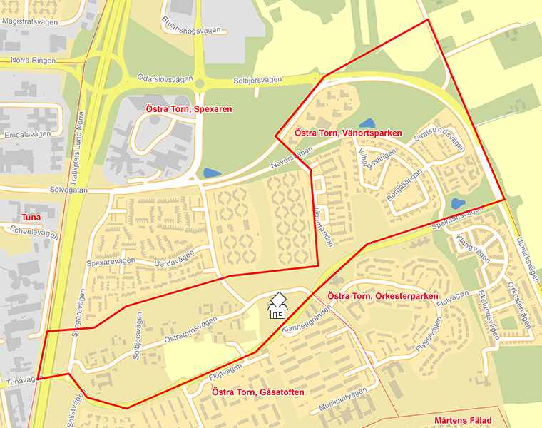 Karta över Östra Torn, Vänortsparken