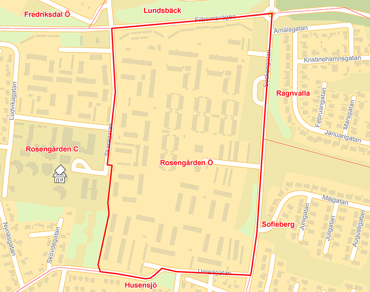 Karta över Rosengården Ö