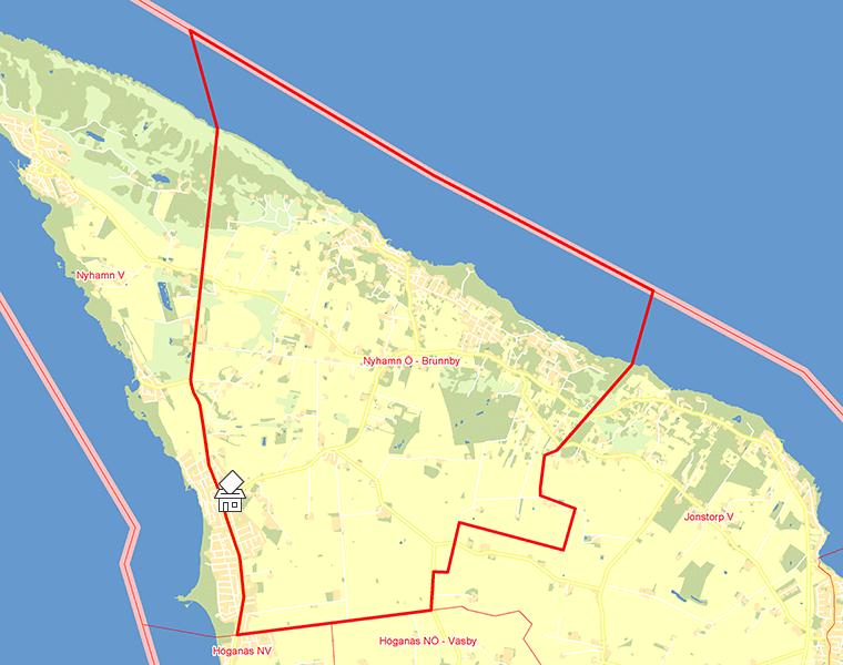 Karta över Nyhamn Ö - Brunnby