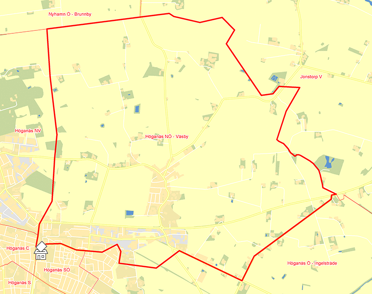 Karta över Höganäs NÖ - Väsby