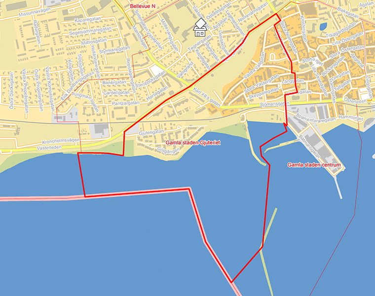 Karta över Gamla staden-Gjuteriet