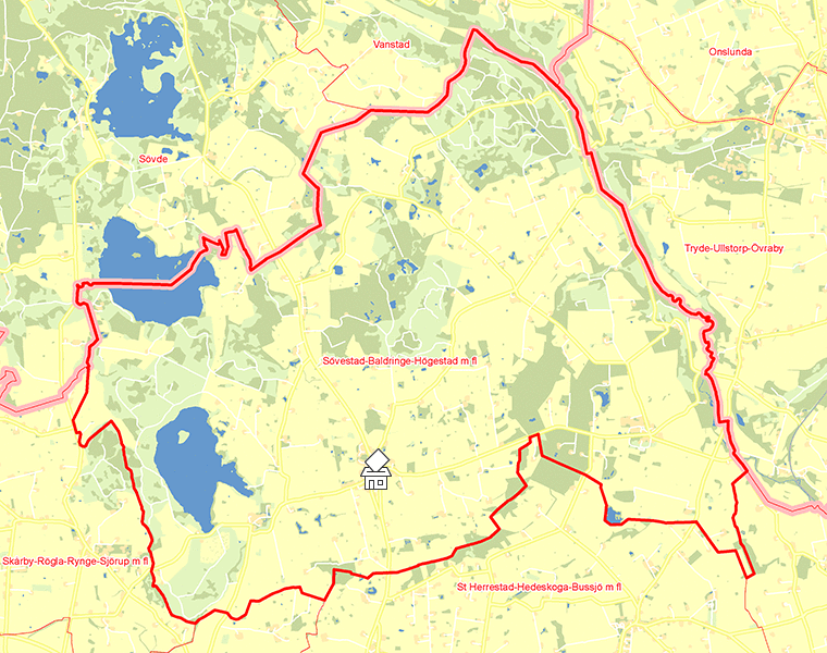Karta över Sövestad-Baldringe-Högestad m fl