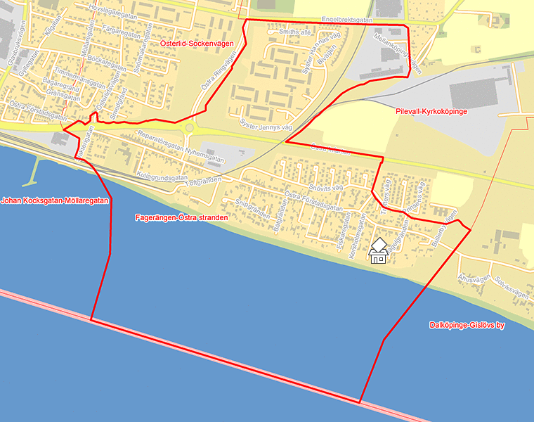 Karta över Fagerängen-Östra stranden