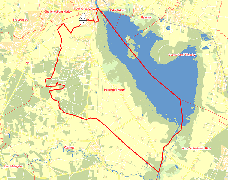 Karta över Hedentorp-Åsum