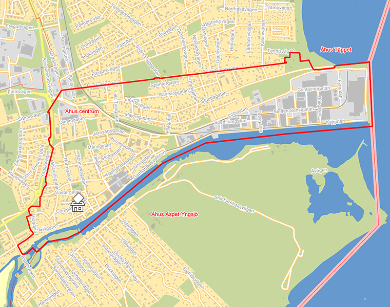 Karta över Åhus centrum