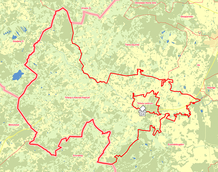 Karta över Tollarp-Linderöd-Äsphult