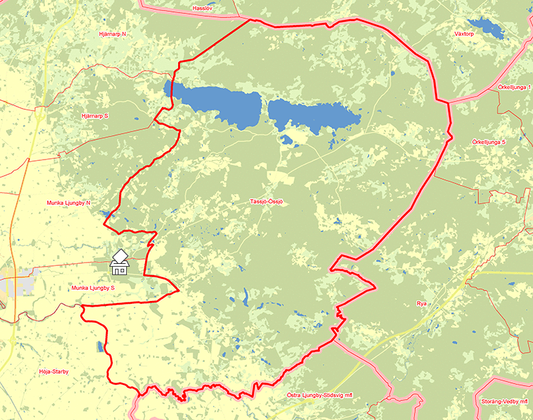 Karta över Tåssjö-Össjö