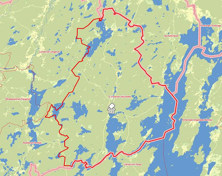 Karta över S Unnaryd-Jälluntofta