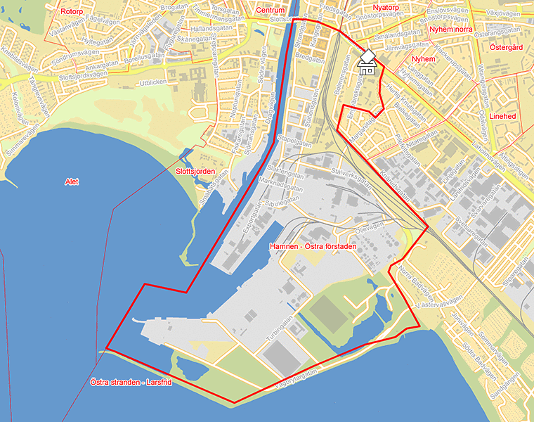 Karta över Hamnen - Östra förstaden