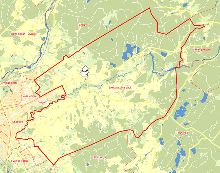 Karta över Skedala - Marbäck